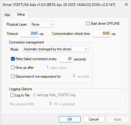 Setup tab