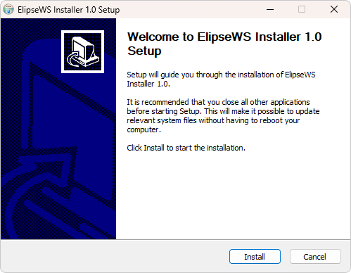 Initial screen of ElipseWS Installer