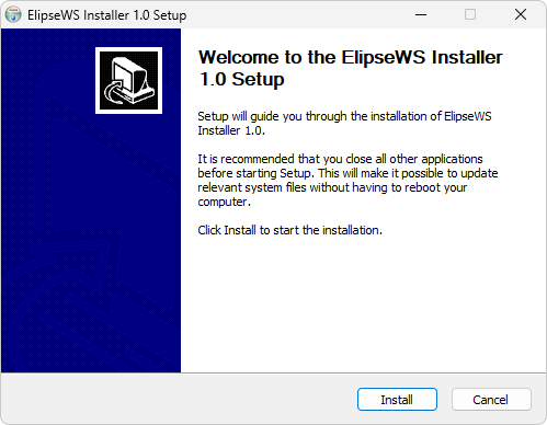 Initial screen of ElipseWS installer