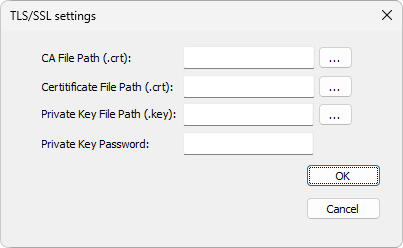 TLS/SSL settings window