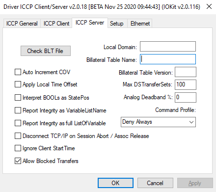 ICCP Server tab