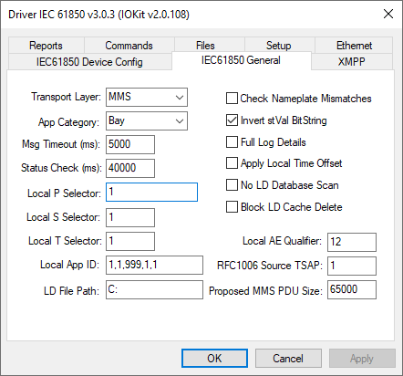 IEC61850 General tab