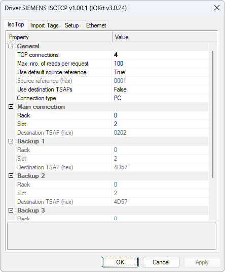 IsoTcp tab IsoTcp tab