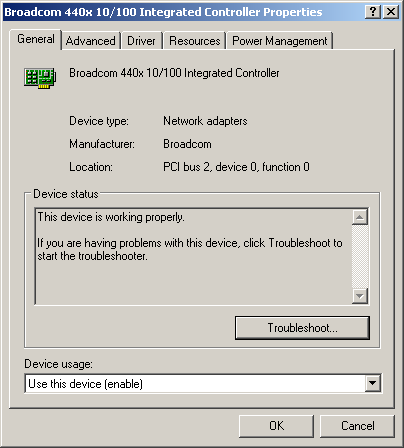 General tab of an Adapter