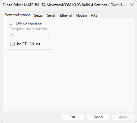 Mewtocol options tab