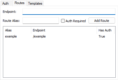 Routes tab Routes tab