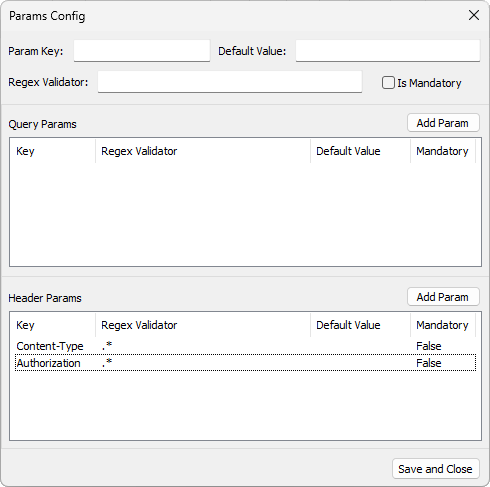 Params Config window Params Config window