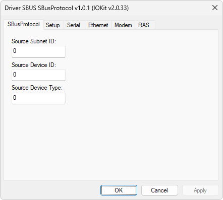 SBusProtocol tab