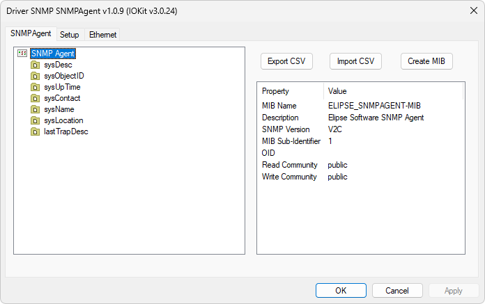 SNMPAgent tab