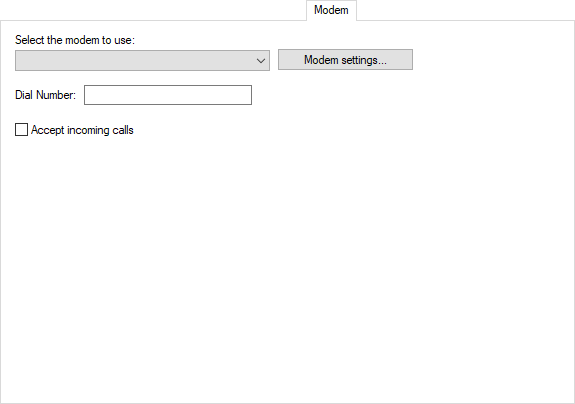 Modem tab Modem tab