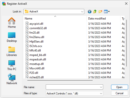 Locating an ActiveX file