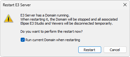 Option to restart an E3 Server without start up configured