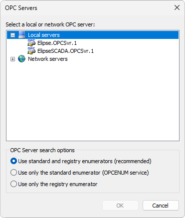 OPC Servers window