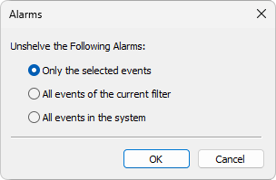 Unshelving Alarms and Events