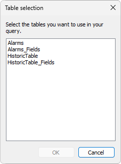 Selecting a table to link to a Historic