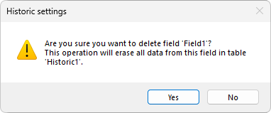 Confirmation to delete a Historic Field