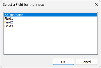 Window to select a Field for the Index