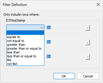 Filter Definition window