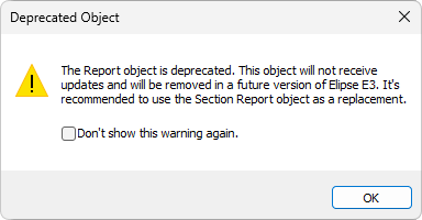 Message of a deprecated object