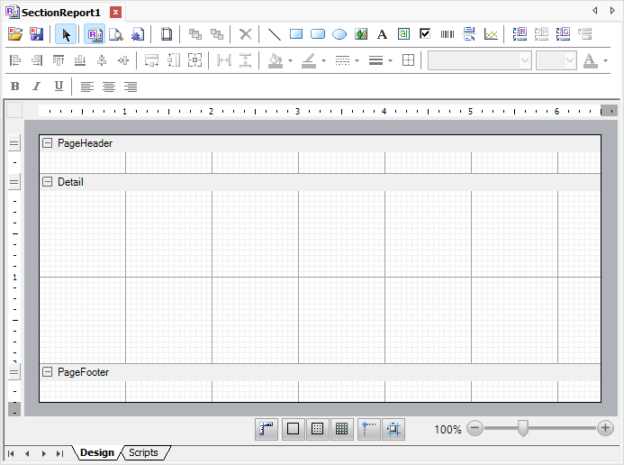 Toolbar of a Section Report
