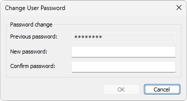 Change User Password window