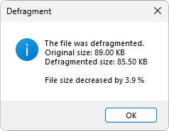 Result of defragmenting a file