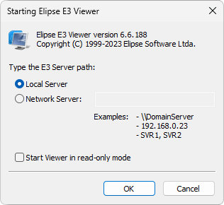 Starting Elipse E3 Viewer window