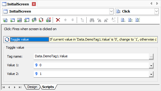 Settings for the Toggle Value Pick