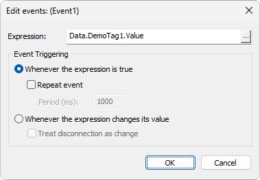 Edit events window