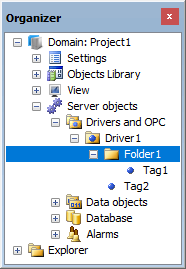 Folder1 is the parent object of Tag1