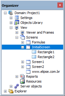 InitialScreen is the parent object of Rectangle1 and Rectangle2