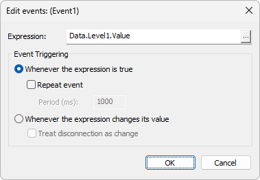 Edit events window