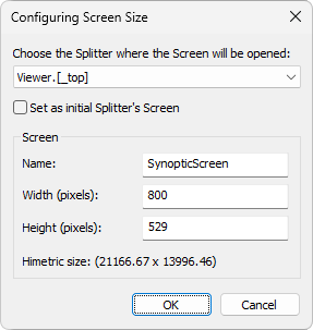 Configuring Screen size window