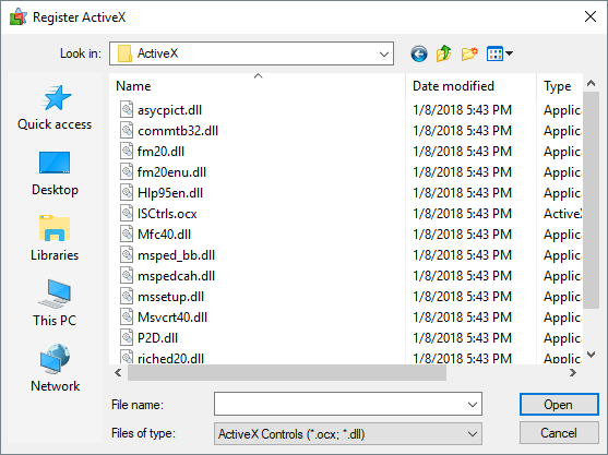 Locating an ActiveX file