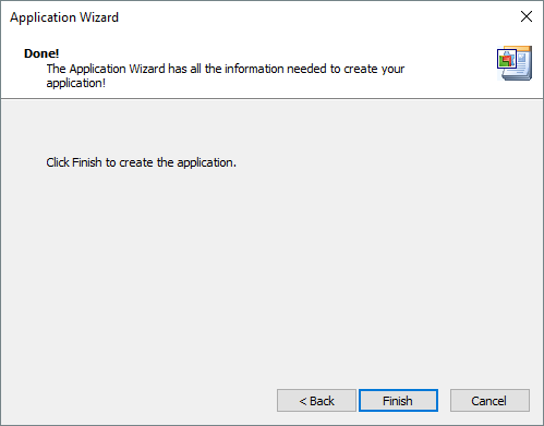 Application Wizard's final screen