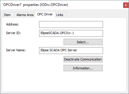 OPC Driver tab