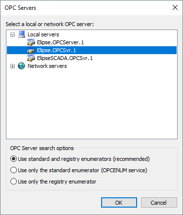 Selecting an OPC Server