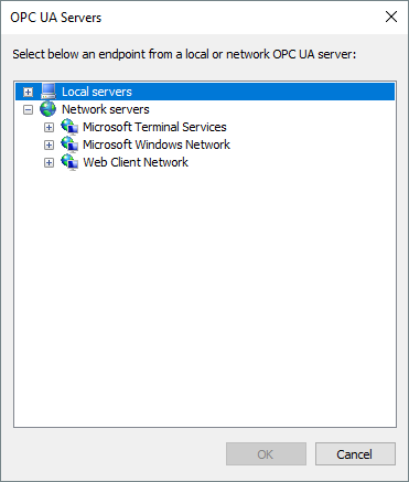 Local and network OPC UA servers