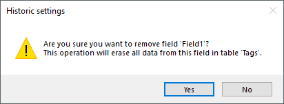 Message to confirm the removal of a Field from a table
