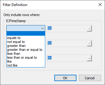 Filter Definition window
