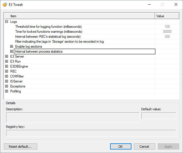 Interval between process statistics option