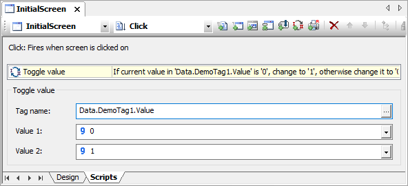 Settings for the Toggle Value Pick