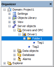 Folder1 is the parent object of Tag1