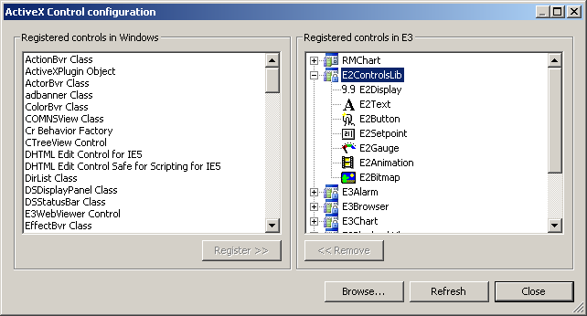 ActiveX Control Configuration window