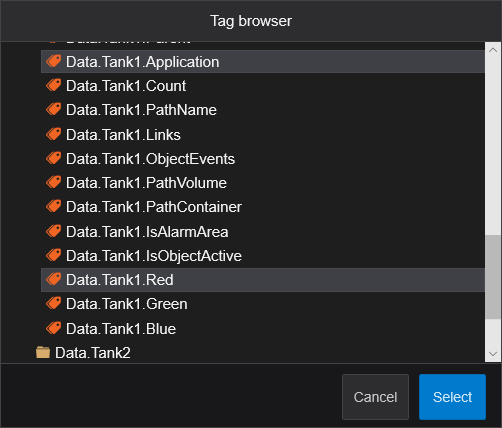Selecting a Tag in the application