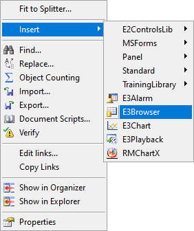 Inserting an E3Browser