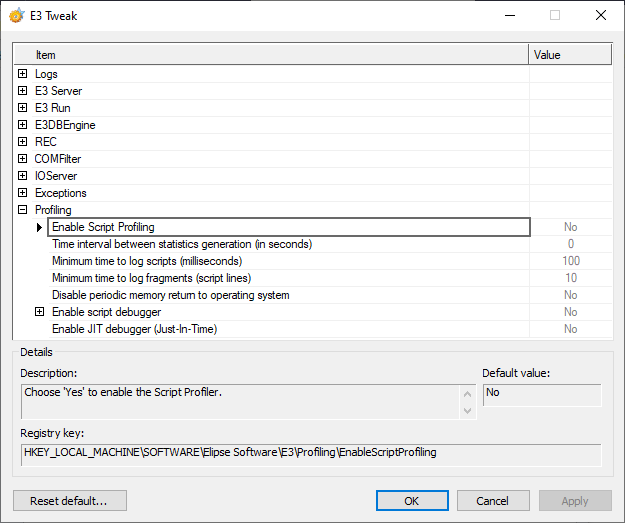 Enable Script Profiling option