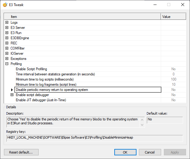 Disable periodic memory return to operating system option