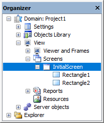 InitialScreen is the parent object of Rectangle1 and Rectangle2