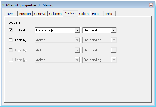 New sorting options in E3Alarm